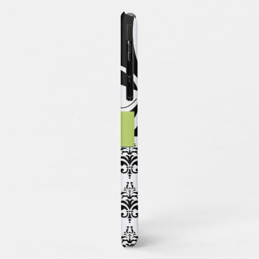 Damaskusmuster, Schwarz-Weiß-Damast, Monogramm Case-Mate iPhone Hülle (Hinten/Links)