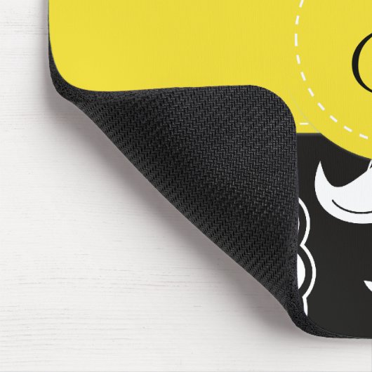 Damaskusmuster, Schwarz-Weiß-Damast, Monogramm Mousepad (Ecke)