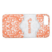 Damasmuster Koralle, weiß niedlich gürtlich Case-Mate iPhone Hülle (Rückseite (Horizontal))