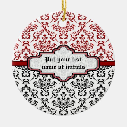 Damasmuster Schwarz-Weiß-Dekoration Keramik Ornament (Vorne)