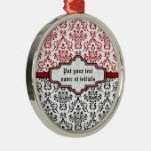 Damasmuster Schwarz-Weiß-Dekoration Silbernes Ornament (Rechts)