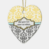 Damasmuster Schwarz-weiße Aqua-Ornamente Keramikornament (Links)