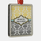 Damasmuster Schwarz-weiße Aqua-Ornamente Silbernes Ornament (Rechts)