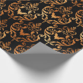 Damasmustern aus Schwarz und Kupfer Geschenkpapier (Ecke)