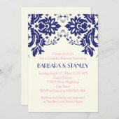 Damassohne blau, rosa Hochzeitspaare duschen Einladung (Vorne/Hinten)