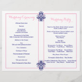 Damassowa, blaues, rosa Hochzeitsprogramm (Rückseite)