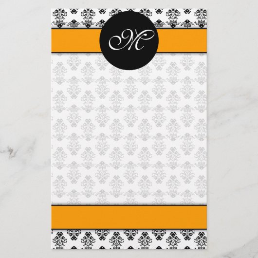 Damast 01 (Orange) unliniert, M Briefpapier (Vorderseite)