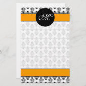 Damast 01 (Orange) unliniert, M Briefpapier (Vorne/Hinten)