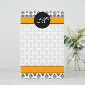 Damast 01 (Orange) unliniert, M Briefpapier (Stehend Vorderseite)