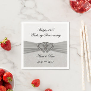 Damast 25. Hochzeitstag Papier Servietten