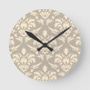 Damast 2 runde wanduhr