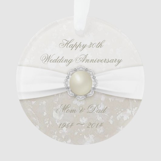 Damast-30. Hochzeitstag-Acryl-Verzierung Ornament (Vorderseite)