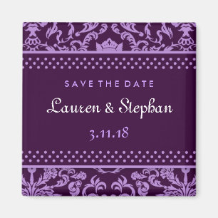 Damast 311-Lauren Save the Date lila Magnet