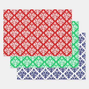 Damast #3 DIY-Muster & Hintergrundfarben Geschenkpapier Set