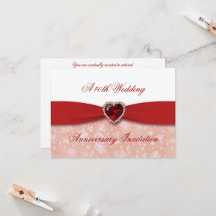 Damast 40. Hochzeitstag Einladung