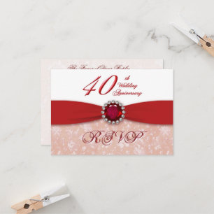 Damast 40. Hochzeitstag Einladung