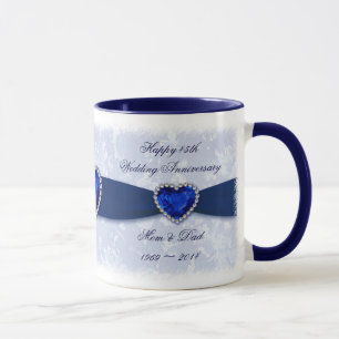 Damast 45. Hochzeitsjubiläums-Tasse Tasse