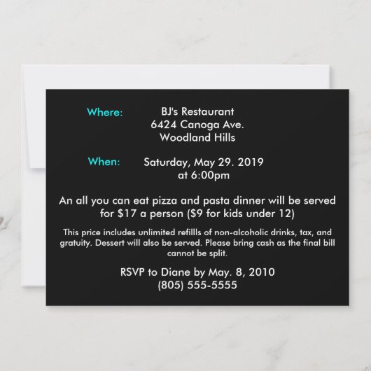 Damast-Abschluss-Einladung Einladung (Rückseite)