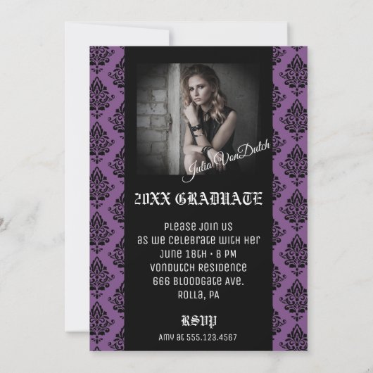 Damast-Abschluss-Mitteilung/Party Einladung (Rückseite)