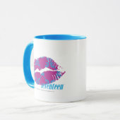 Damast Aqua-Lila Tasse (Vorderseite Links)