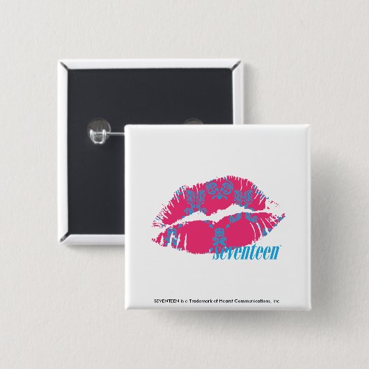 Damast Aqua-Magentarot Button (Vorne & Hinten)