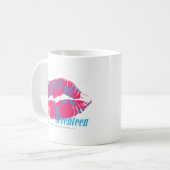 Damast Aqua-Magentarot Kaffeetasse (Vorderseite Links)