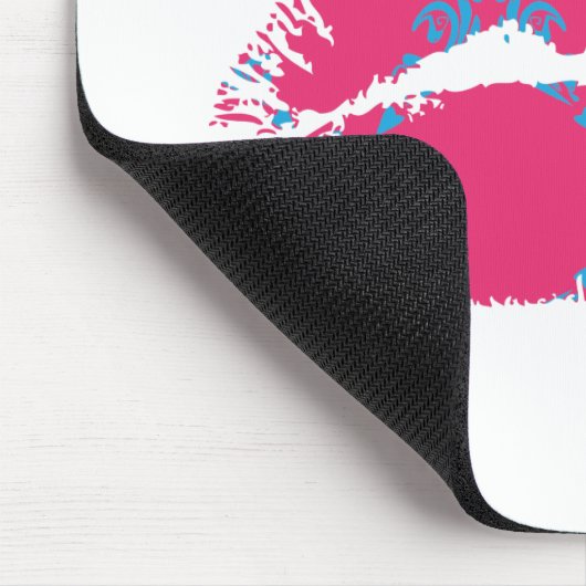 Damast Aqua-Magentarot Mousepad (Ecke)