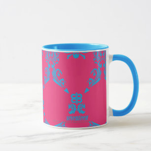 Damast Aqua-Magentarot Tasse