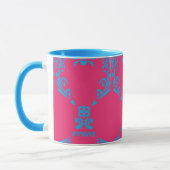 Damast Aqua-Magentarot Tasse (Links)