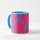 Damast Aqua-Magentarot Tasse (Vorderseite Links)