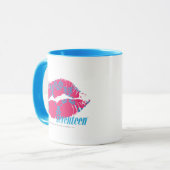 Damast Aqua-Magentarot Tasse (Vorderseite Links)