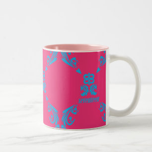 Damast Aqua-Magentarot Zweifarbige Tasse