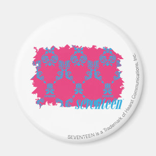 Damast Aqua-Magentarote 3 Magnet