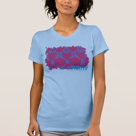 Damast Aqua-Magentarote 3 T-Shirt (Vorderseite)