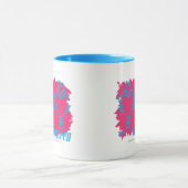 Damast Aqua-Magentarote 3 Tasse (Zentrum)