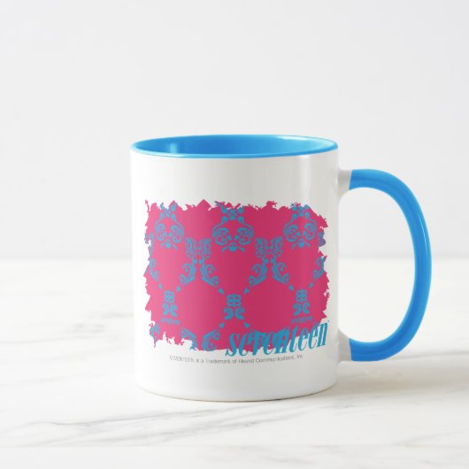 Damast Aqua-Magentarote 3 Tasse (Rechts)