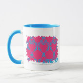 Damast Aqua-Magentarote 3 Tasse (Links)