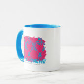 Damast Aqua-Magentarote 3 Tasse (Vorderseite Links)