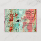 Damast auf abstrakter Vorlage, aquamariner Verbrec Visitenkarte (Rückseite)