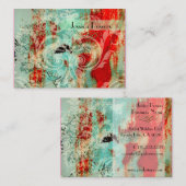 Damast auf abstrakter Vorlage, aquamariner Verbrec Visitenkarte (Vorne/Hinten)