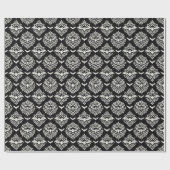 Damast aus schwarzem und weißem Bat Geschenkpapier (Flach)