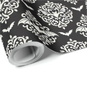 Damast aus schwarzem und weißem Bat Geschenkpapier (Rolleneckpunkt)