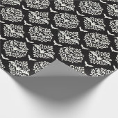 Damast aus schwarzem und weißem Bat Geschenkpapier (Ecke)