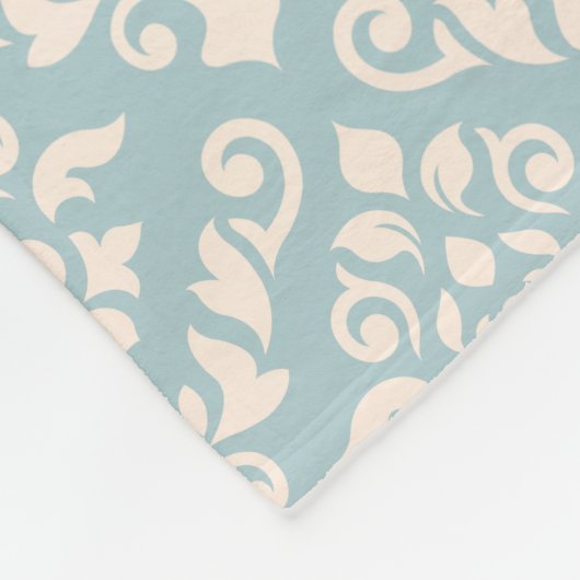 Damast-barocke Teil-Muster-Creme auf Blau Fleecedecke (Ecke)