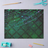 Damast, Blätter und Leuchten auf grünem Dekor Seidenpapier (Basteln)