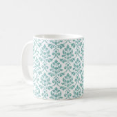 Damast-Blattmuster in Teal Kaffeetasse (Vorderseite Links)