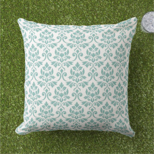 Damast-Blattmuster in Teal Kissen