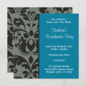 Damast blau; Bachelorette Einladung (Vorne/Hinten)