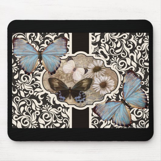 Damast & Blau Mousepad (Vorne)