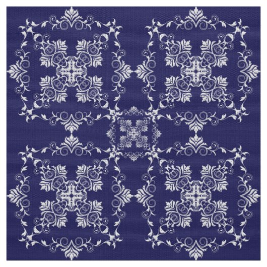 Damast Blau Muster. Stoff (Muster)